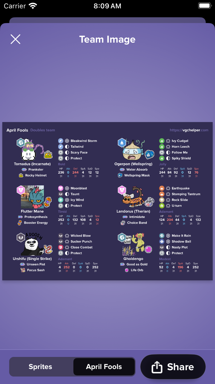 Tera Types selection screen